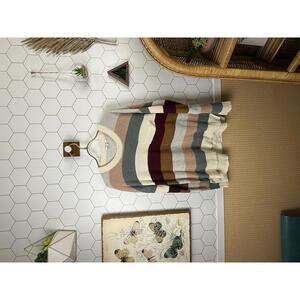 Madewell Striped Muted Cream Thompson Pocket Pullover Sweater - Size - Small